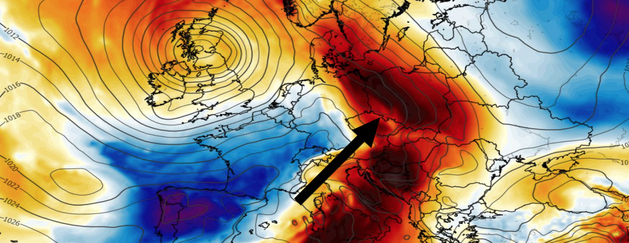 Anomalia temperatury na poziomie ciśnienia 850 hPa 28.08 (GFS)
