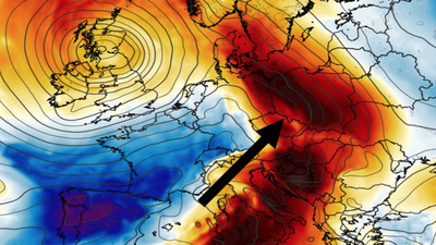 Anomalia temperatury na poziomie ciśnienia 850 hPa 28.08 (GFS)