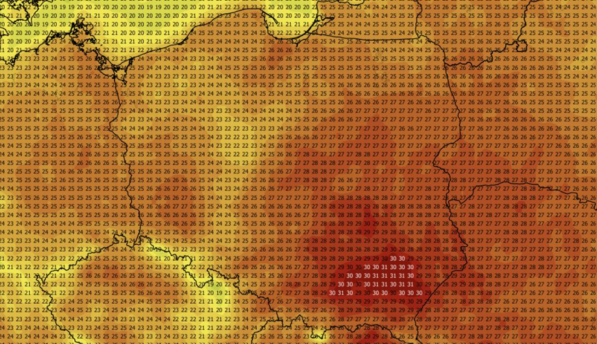 Temperatura maksymalna w Polsce 31.08 (ECMWF)