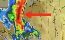 Chwilowe natężenie opadu, zachmurzenie, temperatura i ciśnienie 29.08 (ECMWF)