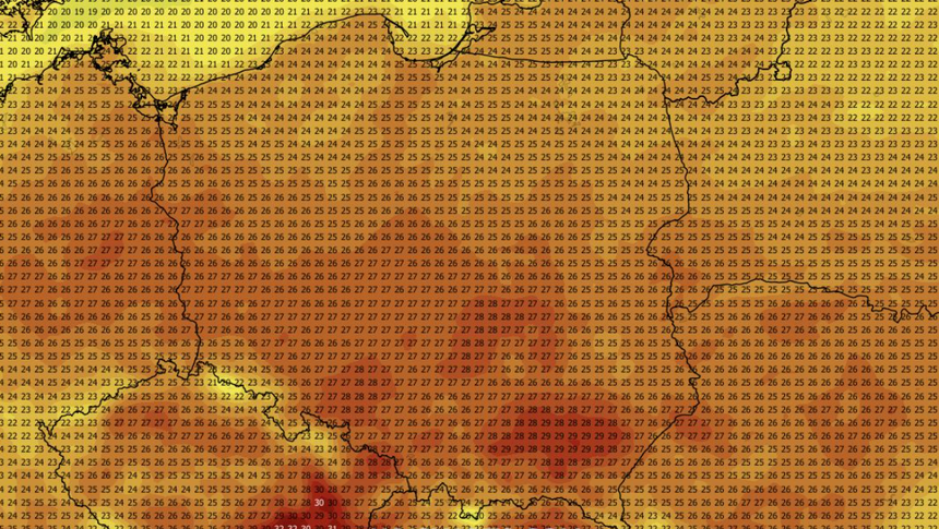Temperatura maksymalna 30.08 (ECMWF)