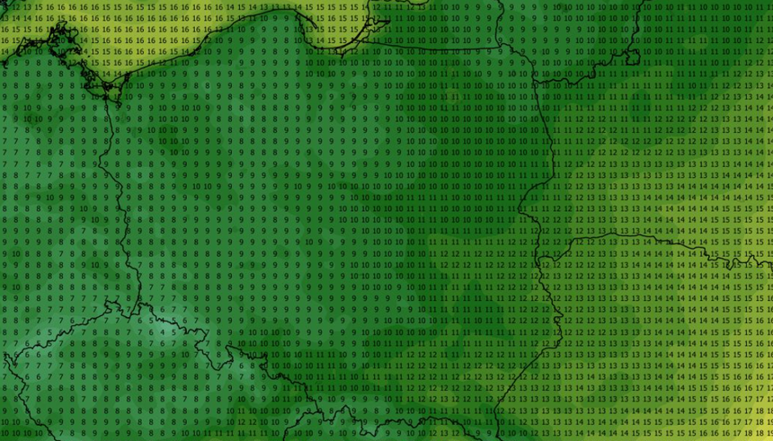 Temperatura minimalna 13.09 (ECMWF)