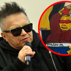 Muniek Staszczyk, fragment obrazu Rekord na aukcji desa obraz Michała Żytniaka Portret Muńka Staszczyka sprzedał się za 23 miliony złoty