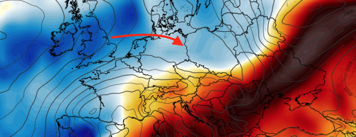 Anomalia temperatury na poziomie ciśnienia 850 hPa 13.09 (ECMWF)