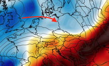 Anomalia temperatury na poziomie ciśnienia 850 hPa 13.09 (ECMWF)