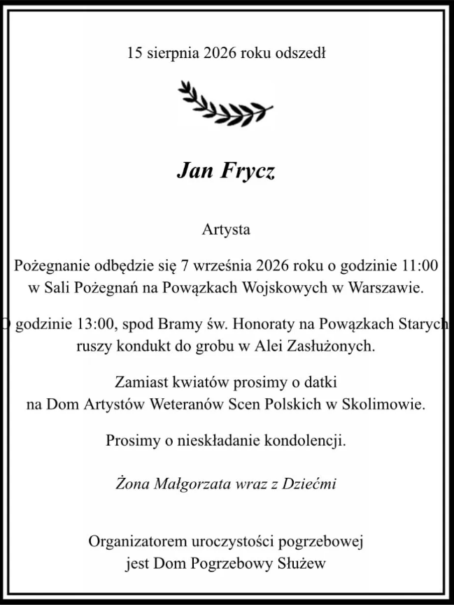 nekrolog Jana Frycza