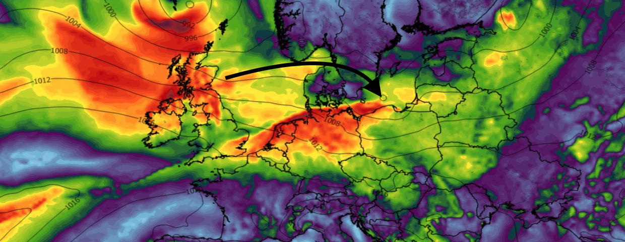 Maksymalny poryw wiatru na wysokości 10 m z ostatnich 6 godzin (km/h) 04.09 (ECMWF)