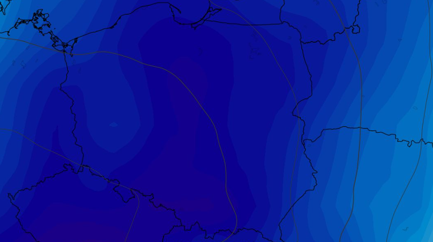 Anomalia temperatury na poziomie ciśnienia 850 hPa 16.09 (ECMWF)