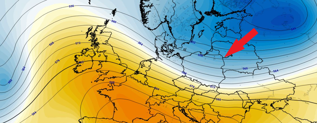 Anomalia wysokości geopotencjalnej na poziomie 500 hPa 05.09 (ECMWF)