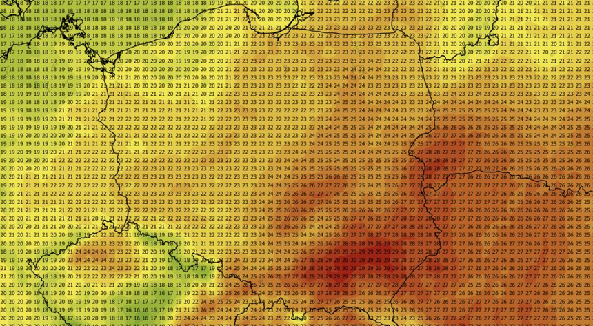 Temperatura maksymalna 09.09 (ECMWF)