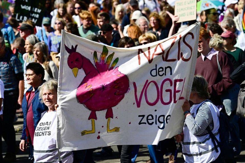  Magdeburg. Przeciwnicy AfD demonstrowali w przededniu wyborów