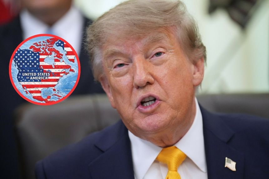 Donald Trump/mapa USA wygenerowana przez prezydenta