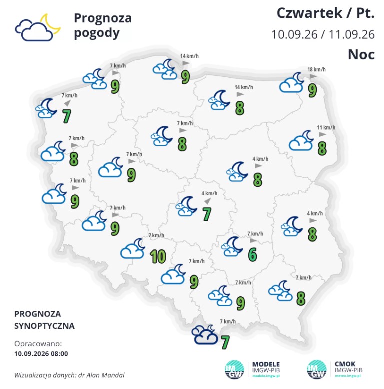 Prognoza pogody na noc z czwartku na piątek
