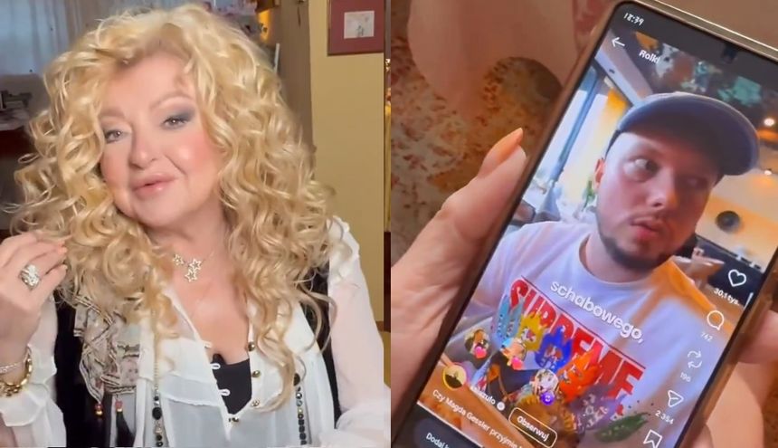 Na zdjęciu widoczna jest uśmiechnięta Magda Gessler, trzymająca telefon.