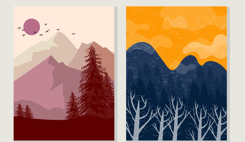 Dwa krajobrazy górskie: o wschodzie i zachodzie słońca