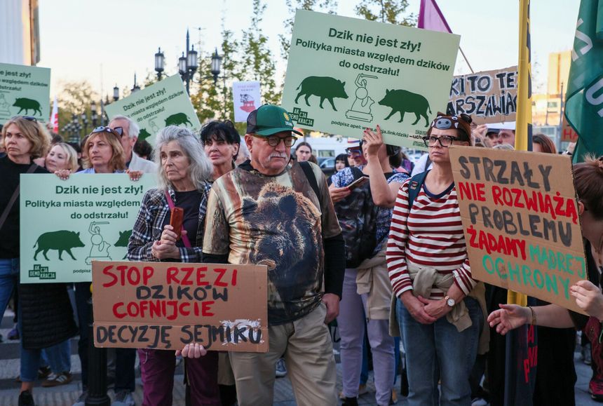 Protest w sprawie dzików w Warszawie