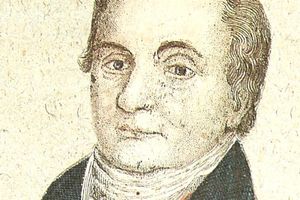 Obraz portretu mężczyzny w epoce historycznej, z wyraźnym kołnierzem i włosami.