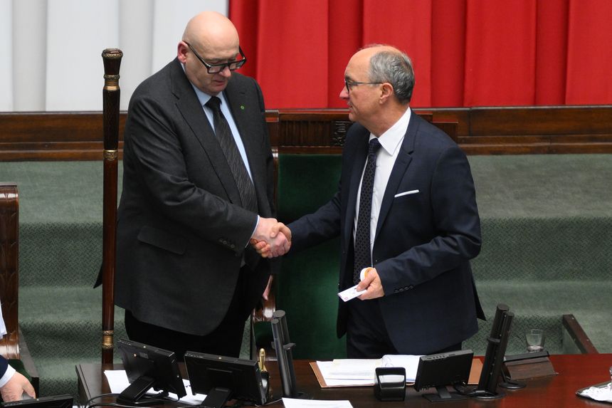 Wicemarszałek Sejmu Piotr Zgorzelski i marszałek Sejmu Włodzimierz Czarzasty