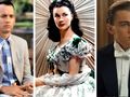 Trzy postacie filmowe: mężczyzna w jasnym garniturze, elegancka kobieta i mężczyzna w fraku.