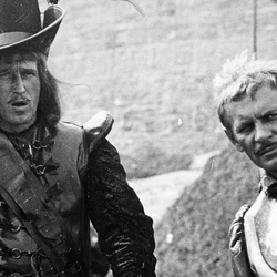 Kadr z filmu Pan Wołodyjowski w reżyserii Jerzego Hoffmana - Jan Nowicki, Tadeusz Łomnicki.