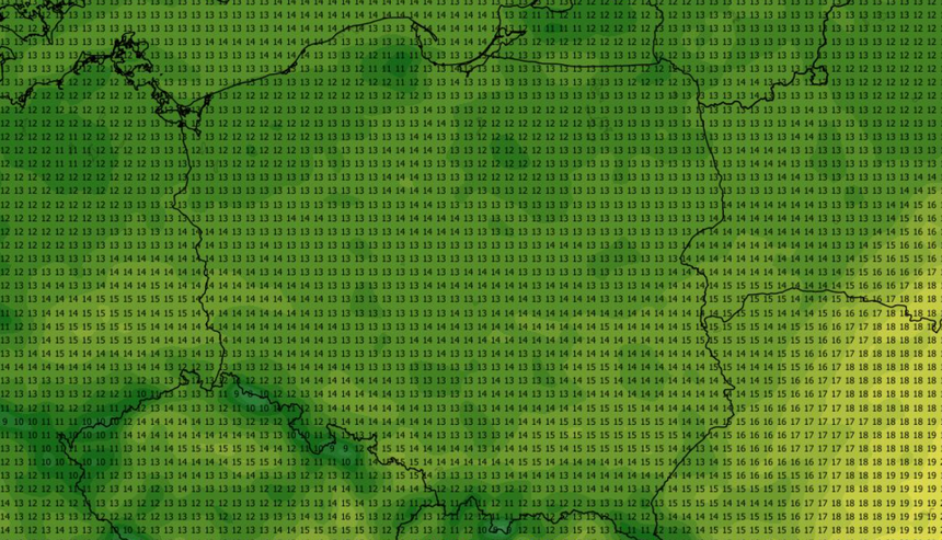 Temperatura maksymalna 09.10 (ECMWF)
