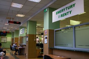 Wnętrze urzędowego biura, z widocznymi tablicami 