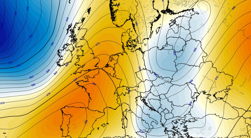 Anomalia wysokości geopotencjalnej na poziomie 500 hPa 13.10 (ECMWF)