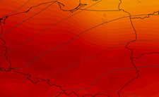 Anomalia temperatury mierzona na poziomie ciśnienia 850 hPa 27.10 (ECMWF)