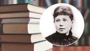 Maria Konopnicka, w tle książki