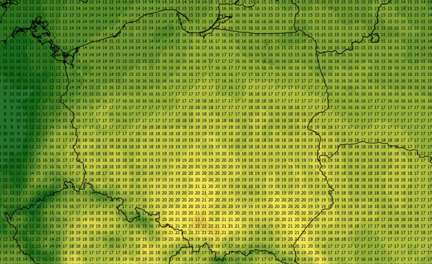 Temperatura maksymalna w Polsce 21.10 (ECMWF)