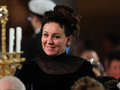 Olga Tokarczuk podczas ceremonii noblowskiej