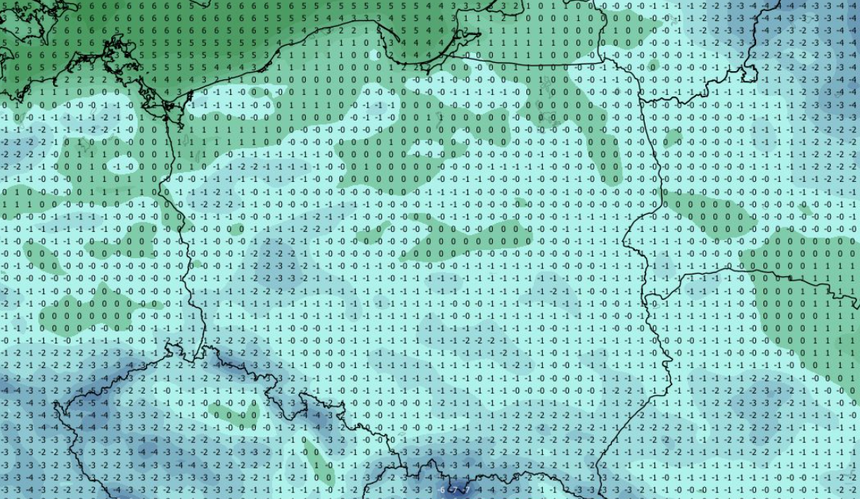 Temperatura minimalna 10.11 o 12:00 (ECMWF)