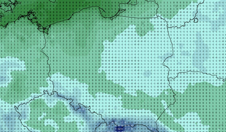 Temperatura minimalna 08.11 o 12:00 (ECMWF)