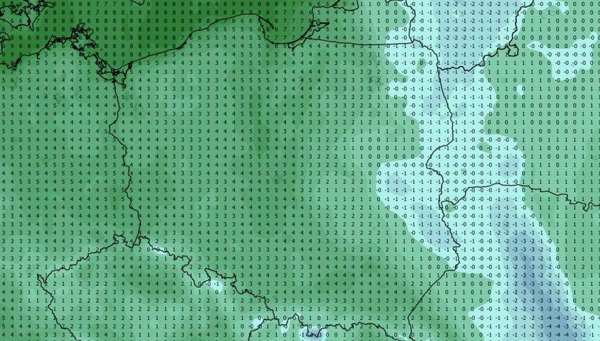 Temperatura minimalna 06.11 o 18:00 (ECMWF)