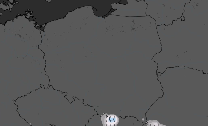 Grubość pokrywy śnieżnej 08.11 (GFS)
