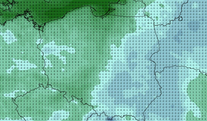 Temperatura minimalna 05.11 o 06:00 (ECMWF)